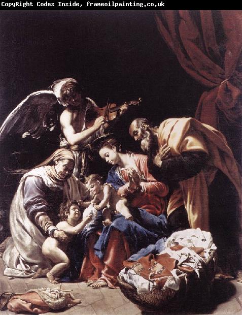 BORGIANNI, Orazio Holy Family with St Elizabeth, the Young St John the Baptist and an Angel